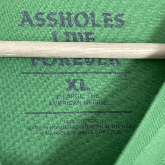 Linda Finegold Shirt Mens Extra Large ALF Green Skull A$$holes Live Forever New - Picture 4 of 8